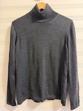 Linea Midas Made in Italy 100% Pure New Wool Turtleneck Sweater L Gray